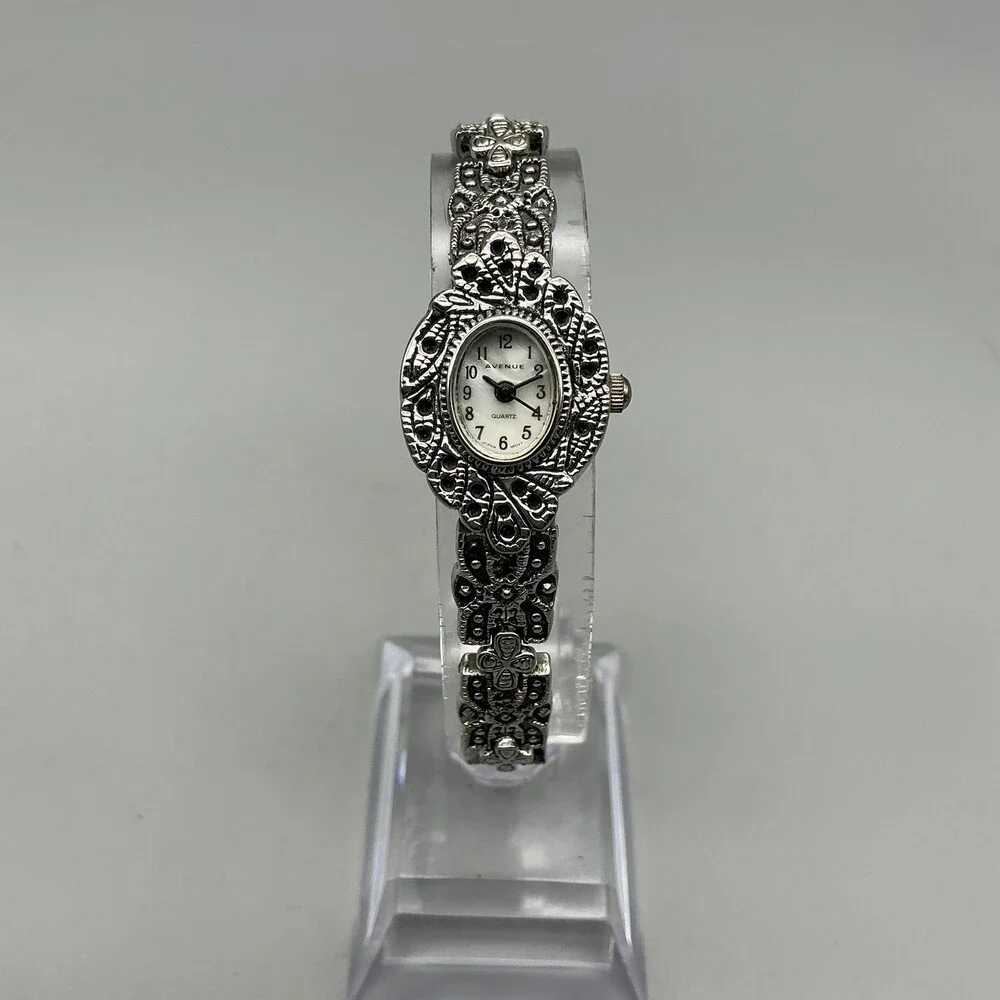 Avenue Womens Watch 18mm MOP Dial Silver Tone Bracelet Marcasite New Battery 7